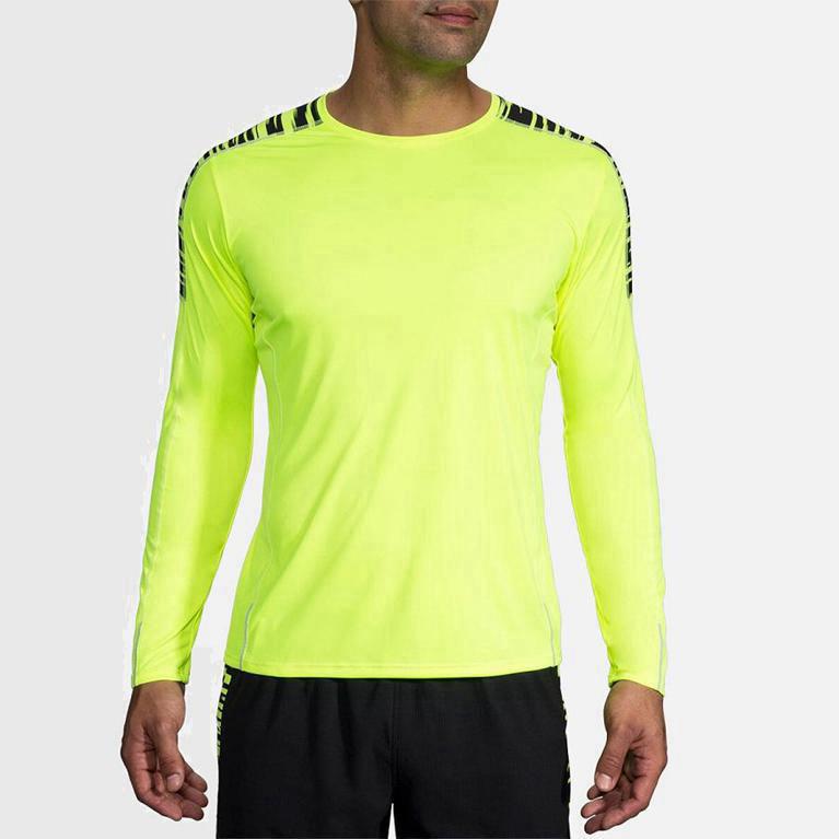 Brooks Nightlife NZ - Men's Long Sleeve Running Shirt - Yellow (42139-JBDZ)